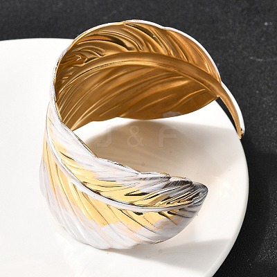304 Stainless Steel Cuff Bangles for Women BJEW-F509-02A-G-1
