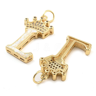 Brass Micro Pave Clear Cubic Zirconia Pendants KK-G498-01L-02-1