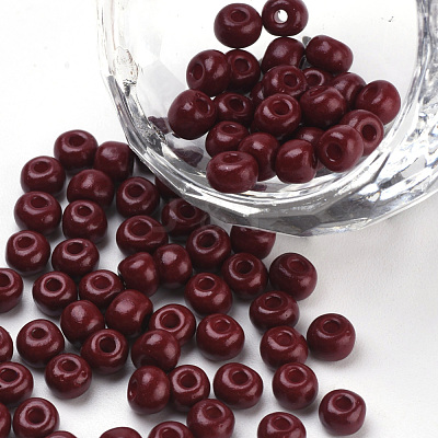 Baking Paint 6/0 Glass Seed Beads SEED-Q025-4mm-M08-1