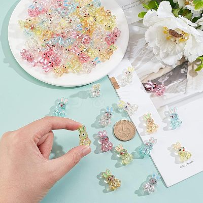 72Pcs 6 Colors Transparent Acrylic Beads MACR-FH0001-10-1