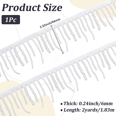 2 Yards Plastic Imitation Pearl & Polyester Beaded Trim Garland Strand OCOR-CY0004-08-1