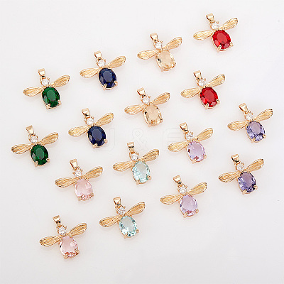 16Pcs 8 Colors Glass Pendants GLAA-GA0001-31-1