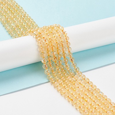 Natural Citrine Beads Strands G-E326-6mm-01-1