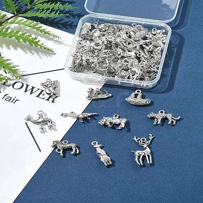 50Pcs Tibetan Style Alloy Animals Pendants FIND-FS0004-34-1