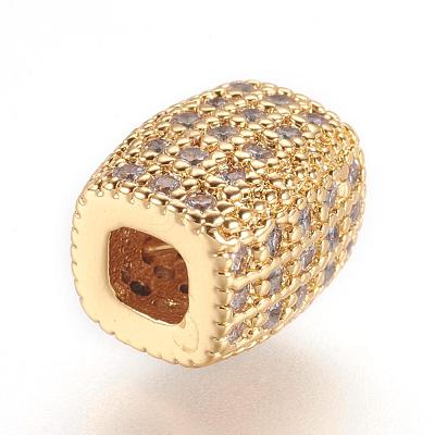 Brass Micro Pave Cubic Zirconia Beads ZIRC-F062-14G-1