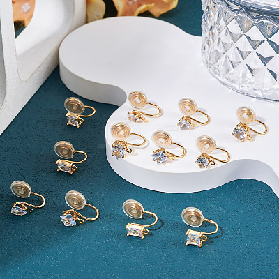 12Pcs 6 Styles Brass Micro Pave Clear Cubic Zirconia Ear Cuff Findings KK-TA0003-24-1