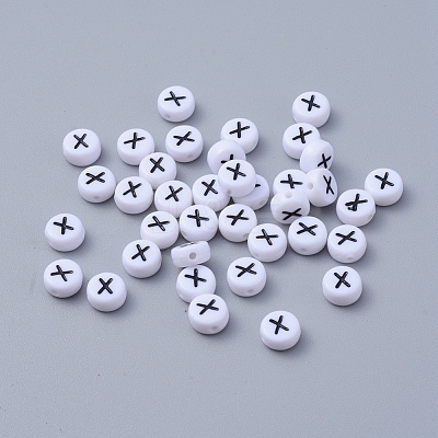 Acrylic Horizontal Hole Letter Beads X-PL37C9070-X-1