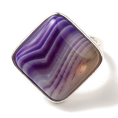 Natural Banded Agate Adjustable Rings RJEW-H240-01S-11-1
