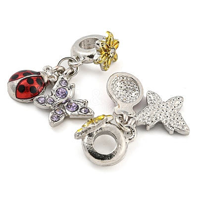 Rack Plating Alloy Enamel Ladybird European Dangle Charms FIND-B034-03P-02-1