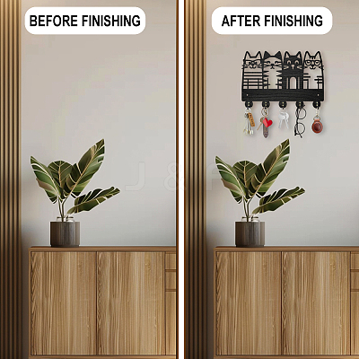 Wood & Iron Wall Mounted Hangers HJEW-WH0055-066-1