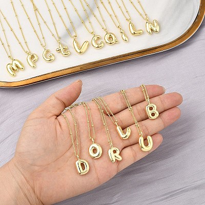 1Pc Initial Letter Brass Pendant Necklaces NJEW-YW0001-24K-1