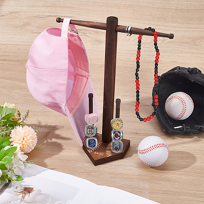 Baseball PineWood Championship Ring Organizer Display Tower Stands RDIS-WH0001-41-1
