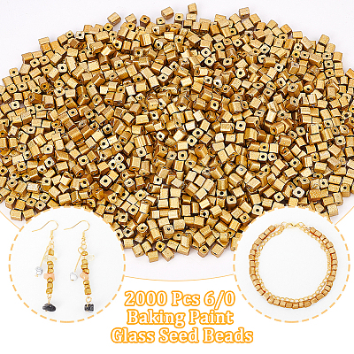 2000Pcs 6/0 Baking Paint Glass Seed Beads SEED-NB0001-84-1