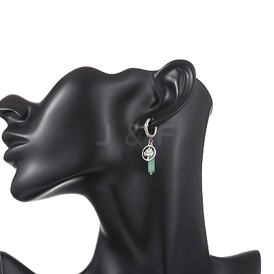 304 Stainless Steel Mixed Stone Column Hoop Earrings EJEW-JE06791-1
