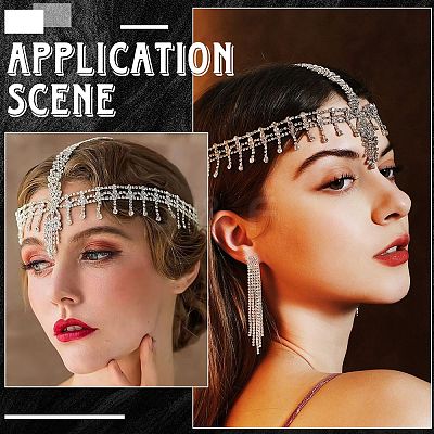 Rhinestone Mesh Headpiece Cap AJEW-WH20017-82S-1