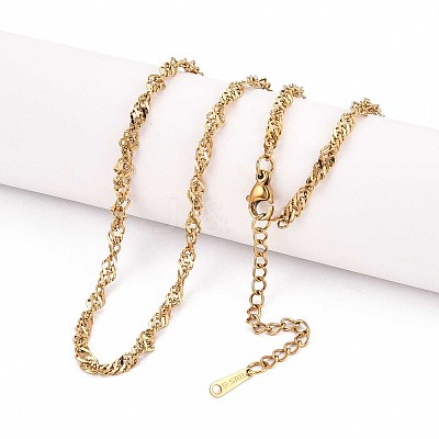 3.2MM 304 Stainless Steel Singapore Chain Necklaces NJEW-N058-12G-1