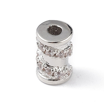 Rack Plating Brass Micro Pave Clear Cubic Zirconia Beads KK-C019-29P-1