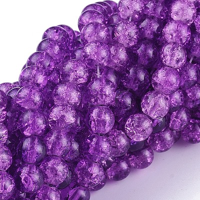Spray Painted Crackle Glass Beads Strands CCG-Q001-6mm-12-1