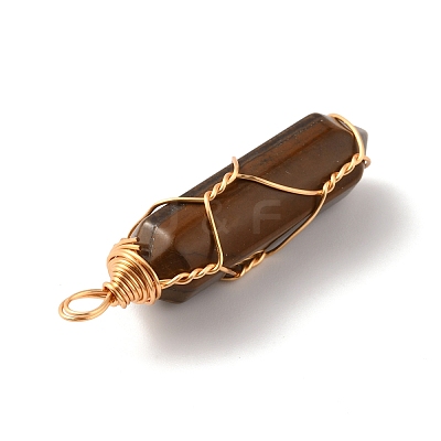 Natural Tiger Eye Double Terminated Pointed Pendants LS-G-TAC0010-04G-05-1