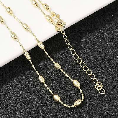 Brass Oval Ball Chain Necklaces for Men Women NJEW-L012-03G-1