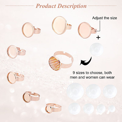 14Pcs Flat Round Adjustable 304 Stainless Steel Finger Rings Components DIY-UN0002-75-1