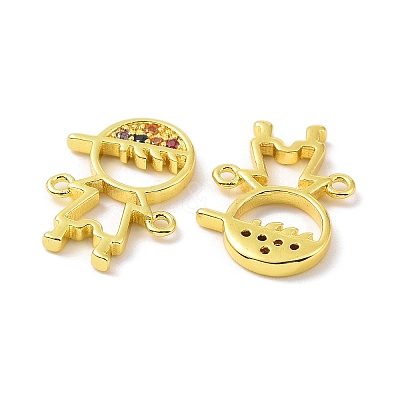 Golden Brass Micro Pave Cubic Zirconia Connector Charms KK-L209-058G-02-1