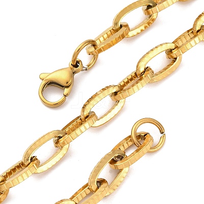 304 Stainless Steel Textured Cable Chain Necklaces NJEW-Q013-01G-1