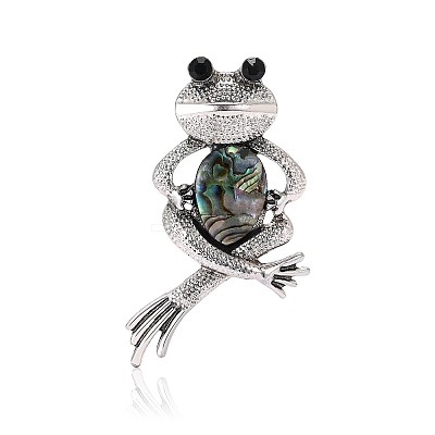 Frog Zinc Alloy Rhinestone Brooches PW-WGC7876-01-1