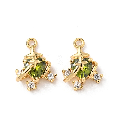 Brass Micro Pave Cubic Zirconia Pendants KK-D504-26C-G-1