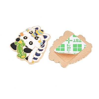 Chinese Lion Dance Panda Alloy Enamel Cabochons AL-CBA1A6F-03KCG-E-1