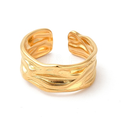 Ion Plating(IP) 304 Stainless Steel Twist Open Cuff Ring for Women X-RJEW-E063-24G-1