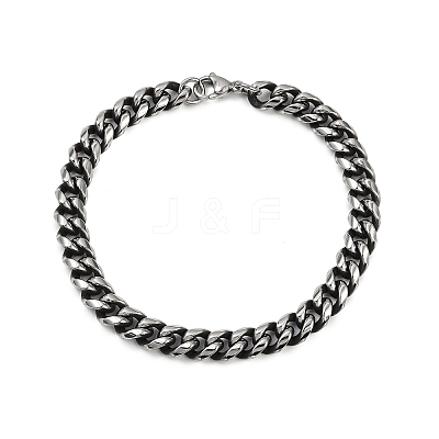 Tarnish Resistant Men's 304 Stainless Steel Cuban Link Chain Bracelets STAS-A051-04B-01-1