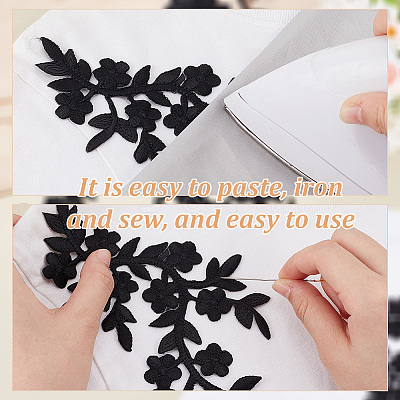 4Pcs 2 Styles Plum Blosssom & Flower Cotton Computerized Embroidery Sew on Patches PATC-GA0001-35-1