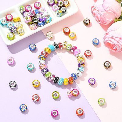80Pcs 20 Colors Opaque Resin Rondelle European Beads RESI-FS0002-46-1