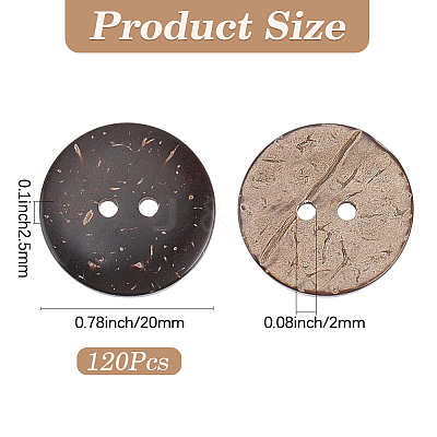120Pcs Coconut Buttons COCO-CY0001-02-1
