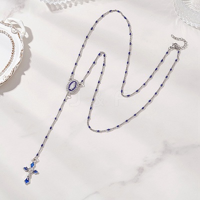 304 Stainless Steel Rosary Bead Necklaces NJEW-JN05775-1