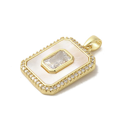 Brass Micro Pave Clear Cubic Zirconia Pendants KK-I708-02D-G-1