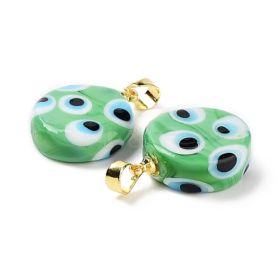 Handmade Evil Eye Lampwork Pendants LAMP-F030-01G-05-1