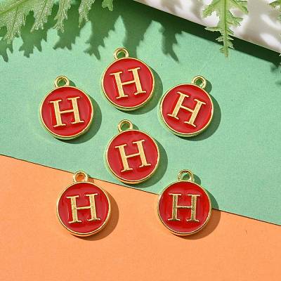 Golden Plated Alloy Enamel Charms X-ENAM-S118-03H-1
