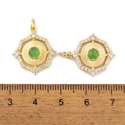 Rack Plating Brass Micro Pave Clear Cubic Zirconia Pendant KK-K367-13G-1