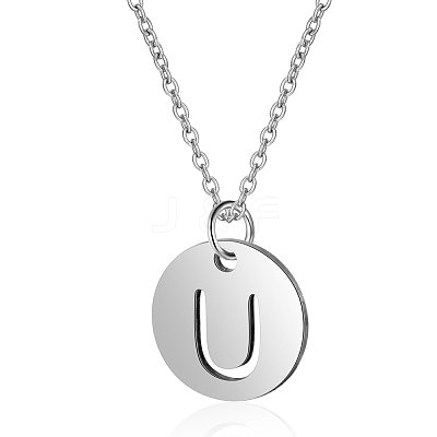 Non-Tarnish 201 Stainless Steel Initial Pendants Necklaces NJEW-S069-TN507-U-1