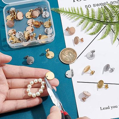 PVD Vacuum Plating 304 Stainless Steel Stud Earring Findings STAS-UN0002-42-1