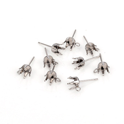 Non-Tarnish 304 Stainless Steel Post Stud Earring Settings STAS-I150-05C-P-1