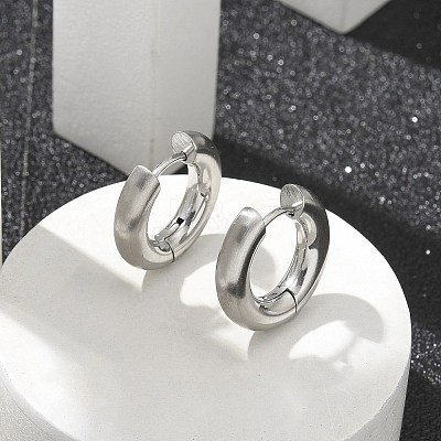 Frosted 304 Stainless Steel Huggie Hoop Earrings for Women EJEW-C096-32F-P-1