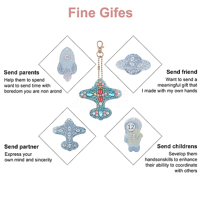 DIY 5D Astronaut & Planet & Rocket Diamond Painting Keychain Kit DIY-WH0195-70A-1