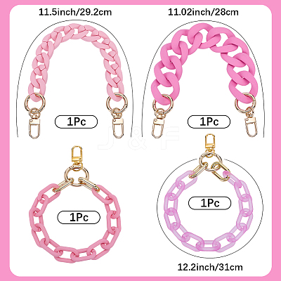 4Pcs 4 Colors Acrylic & Plastic Chain Bag Handles AJEW-BM0001-11B-1