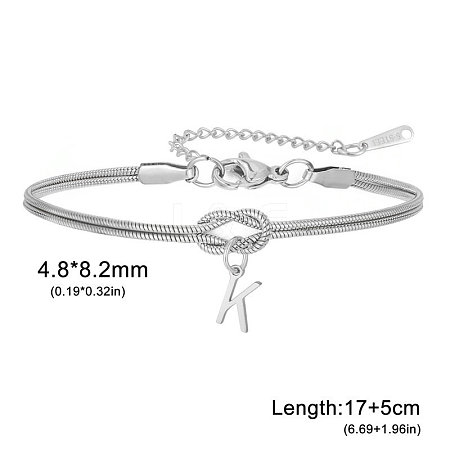 304 Stainless Steel Initial Charm Bracelets FS-WGD8E41-27-1