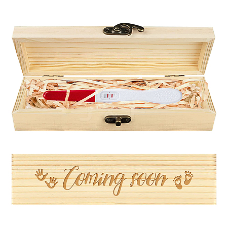 Rectangle Wooden Pregnancy Test Keepsake Box with Lock CON-WH0103-003-1