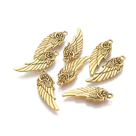 Tibetan Style Alloy Wing Pendants TIBEP-A16767-AG-NR-1