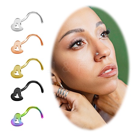 316L Surgical Stainless Steel Heart Fishtail Nose Rings WGE50C7-02-1